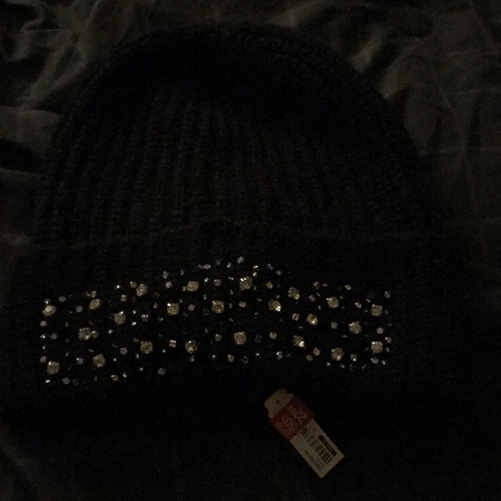 Black embellished hat never been worn very cute!!